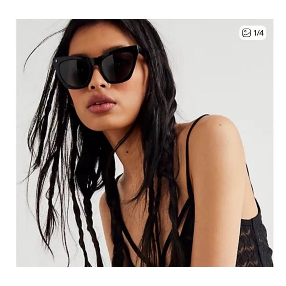 Free People x I-Sea Lexi Cat Eye Black Sunglasses